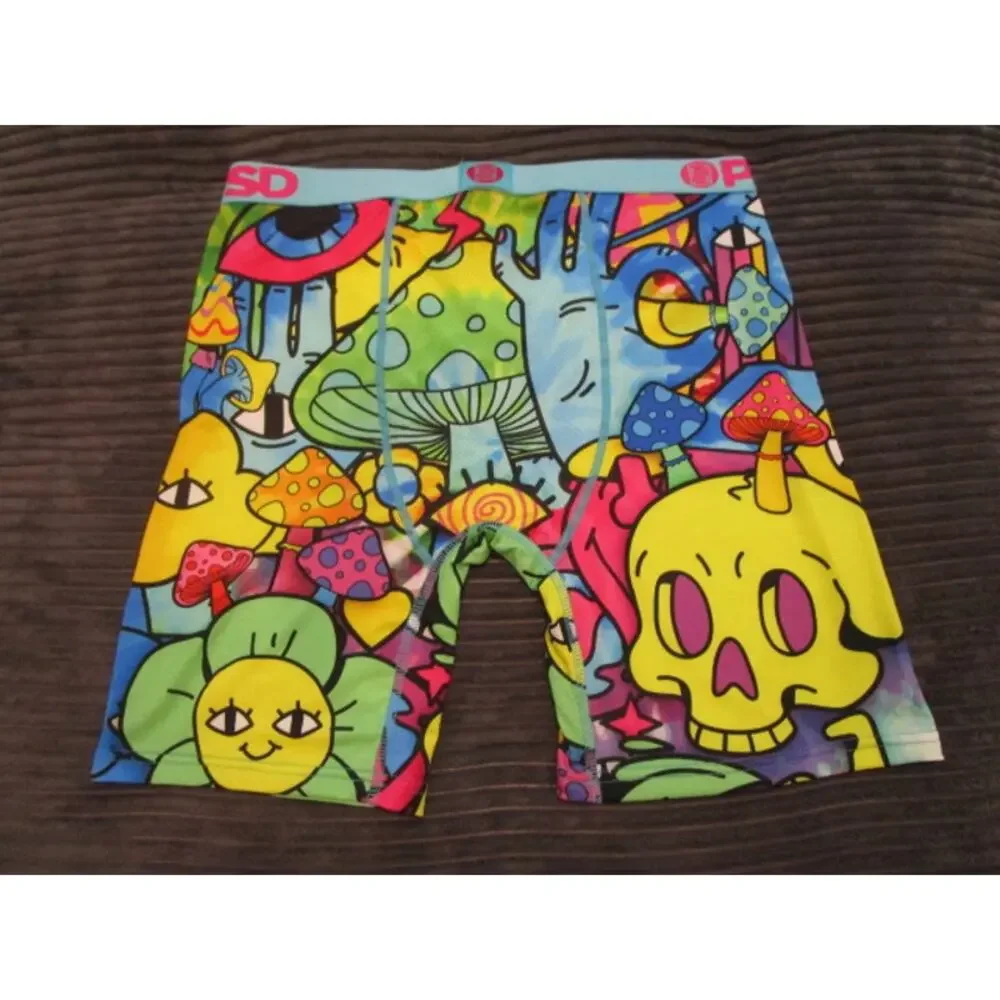 PSD Ego Death Neon Colors Skulls Mushrooms Men's Large Underwear Boxer Briefs